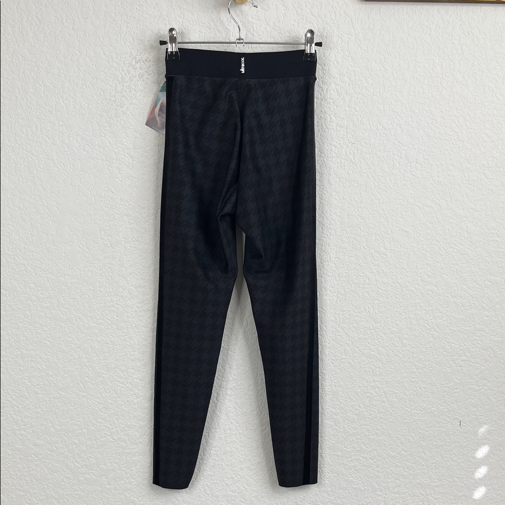 Ultracor Houndstooth Tuxedo Stripe Leggings Black Gray Velvet Side